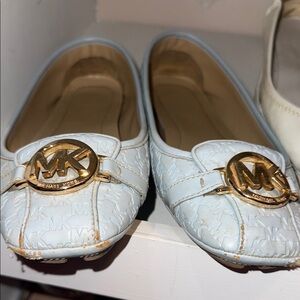 Michael Kors light blue Loafers with Gold Logo